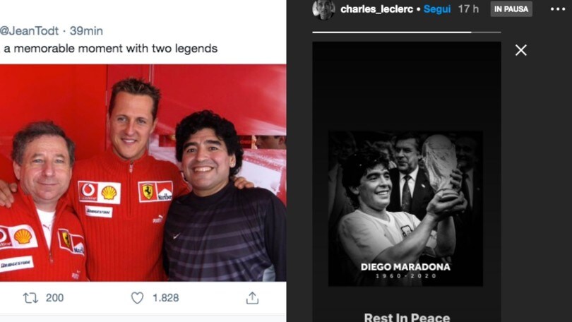 Addio Maradona: il saluto dei piloti di Formula 1 al Pibe de Oro