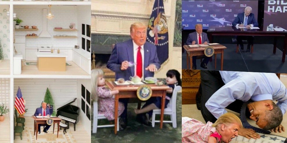 Trump sbaglia banco: è troppo piccolo! E i social lo prendono in giro