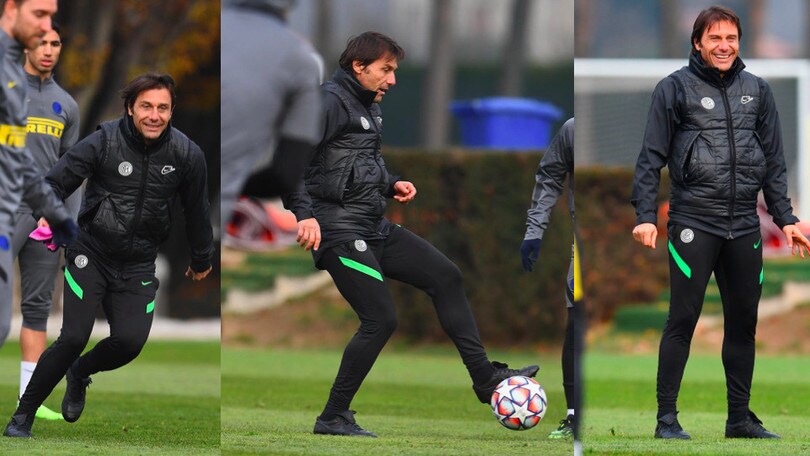 Inter, Conte scatenato nel torello con i giocatori