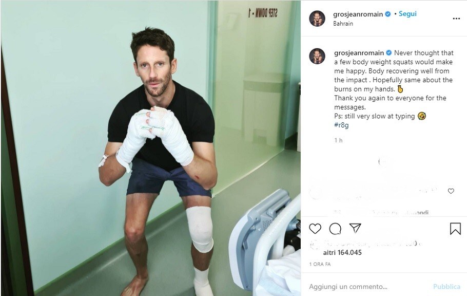 F1, Grosjean: "Il mio corpo sta recuperando bene dopo l’impatto"