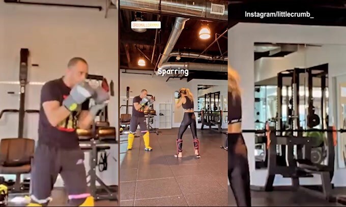 Elisabetta Canalis scatenata col kickboxing