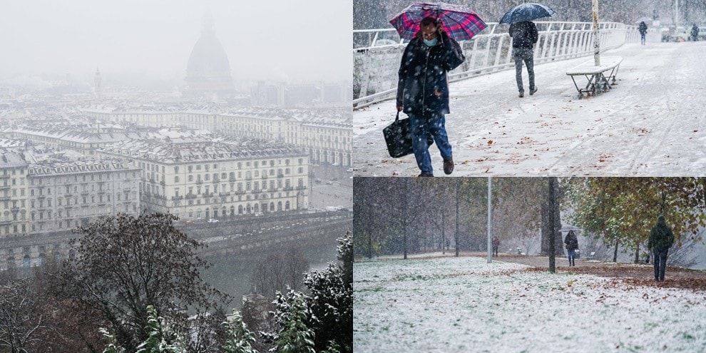 La neve imbianca Torino: l'atmosfera è natalizia