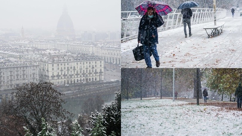 La neve imbianca Torino: l'atmosfera è natalizia