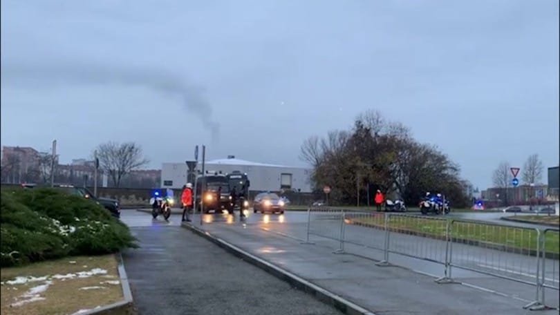 L’arrivo del pullman della Juventus