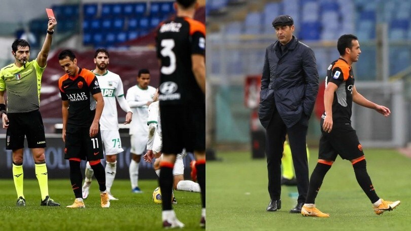 Roma-Sassuolo 0-0, l'espulsione di Pedro rovina i piani a Fonseca