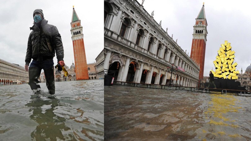 Venezia, Mose non attivo: acqua alta e Piazza San Marco allagata