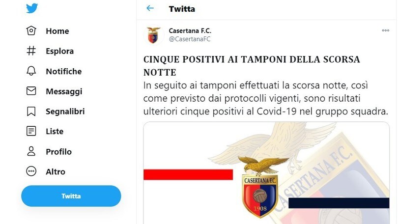 Casertana, spuntano cinque nuovi positivi al coronavirus