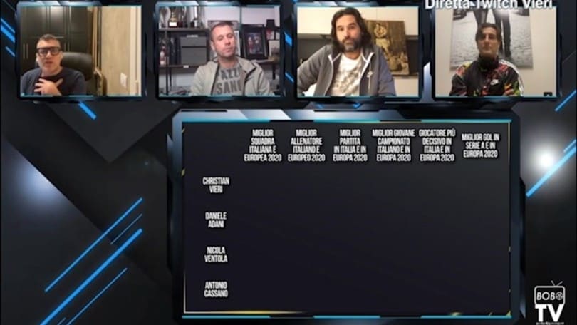 Premi 2020 Bobo Tv, Cassano vota Juve per la squadra dell'anno