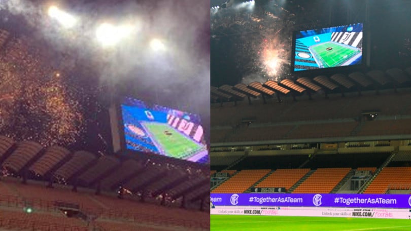 Inter-Juve, fuochi d'artificio all'esterno di San Siro