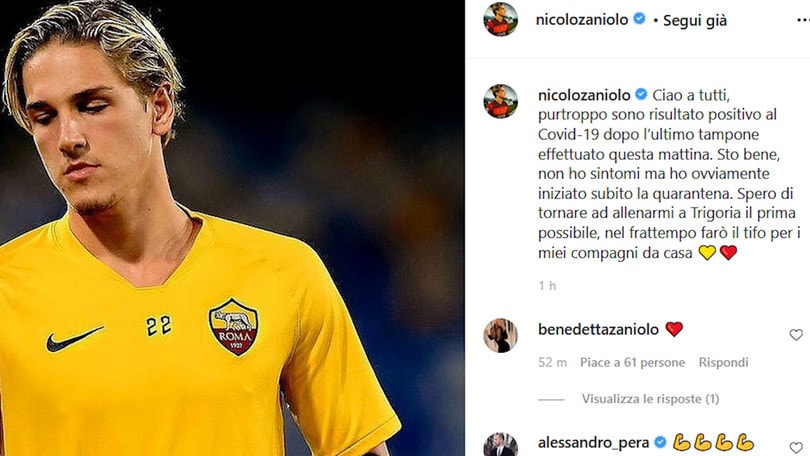 Ahi Roma, Zaniolo positivo al Covid-19