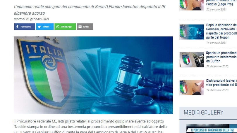 Buffon deferito per una frase blasfema