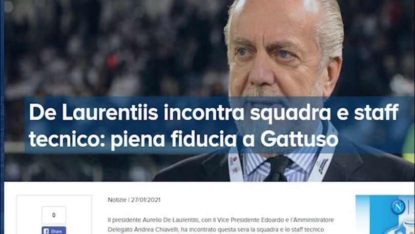 Il Napoli annuncia: "Piena fiducia a Gattuso"