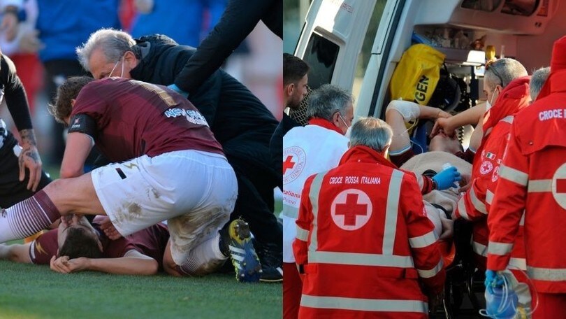 Paura in Ascoli-Salernitana: malore per Dziczek e ambulanza in campo