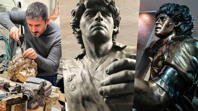 Maradona diventa una statua di bronzo