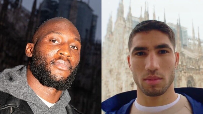 Inter, Hakimi e Lukaku presentano il nuovo logo