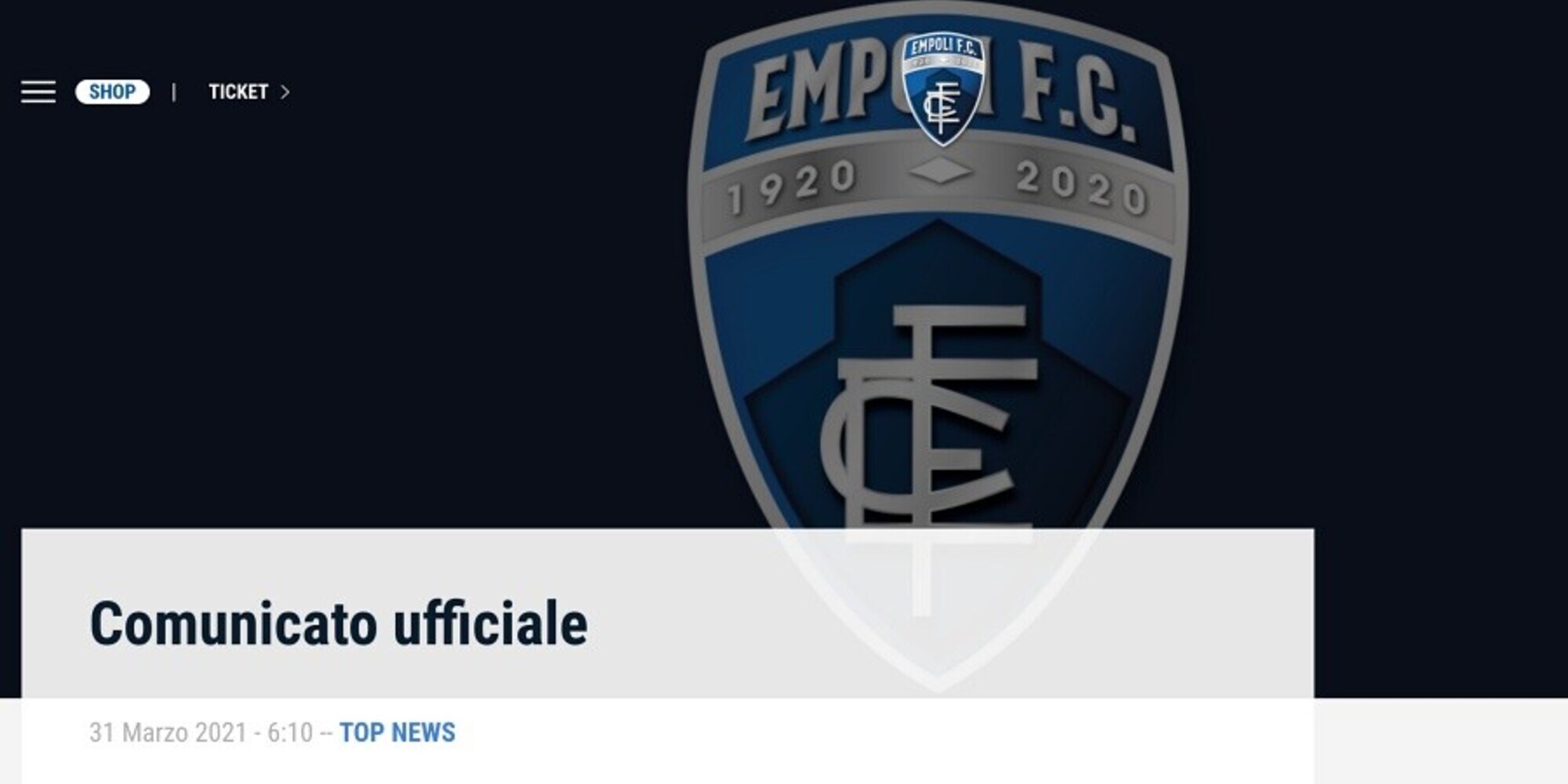 Focolaio Covid all'Empoli, disposto dall'Asl stop agli allenamenti