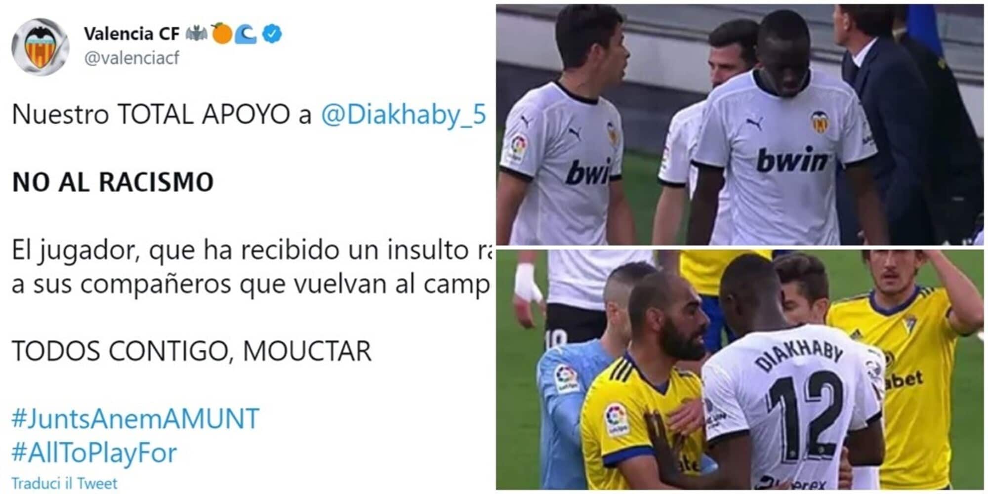 Insulti razzisti, Diakhaby se ne va: sospesa Cadice-Valencia
