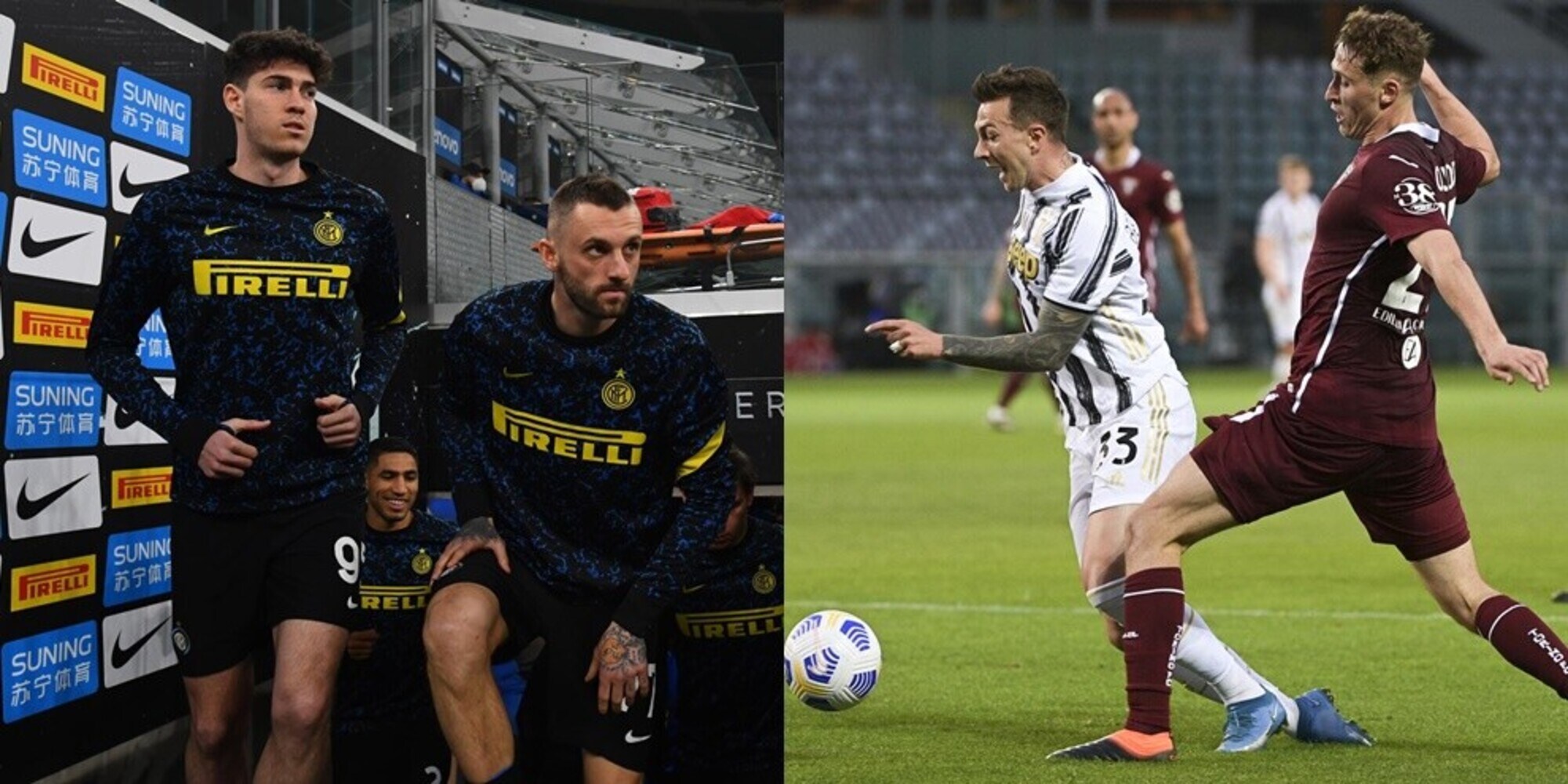 Serie A, un turno a Brozovic e Bastoni. Ammenda per Bernardeschi
