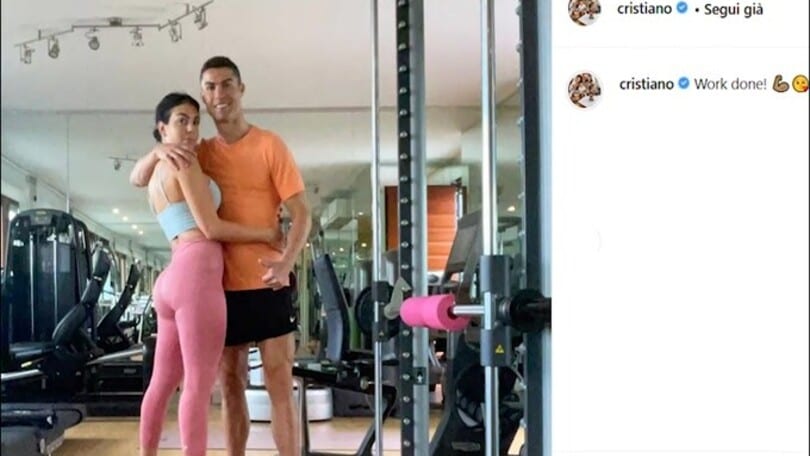 CR7, mattina in palestra con il sorriso e Georgina