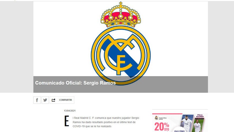 Il Real Madrid perde Sergio Ramos: è positivo al Covid