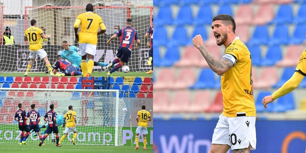 De Paul, doppia perla: l'Udinese vince a Crotone 2-1