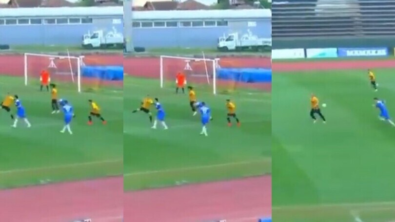 Grecia, spettacolare pallonetto da 60 metri: che gol!