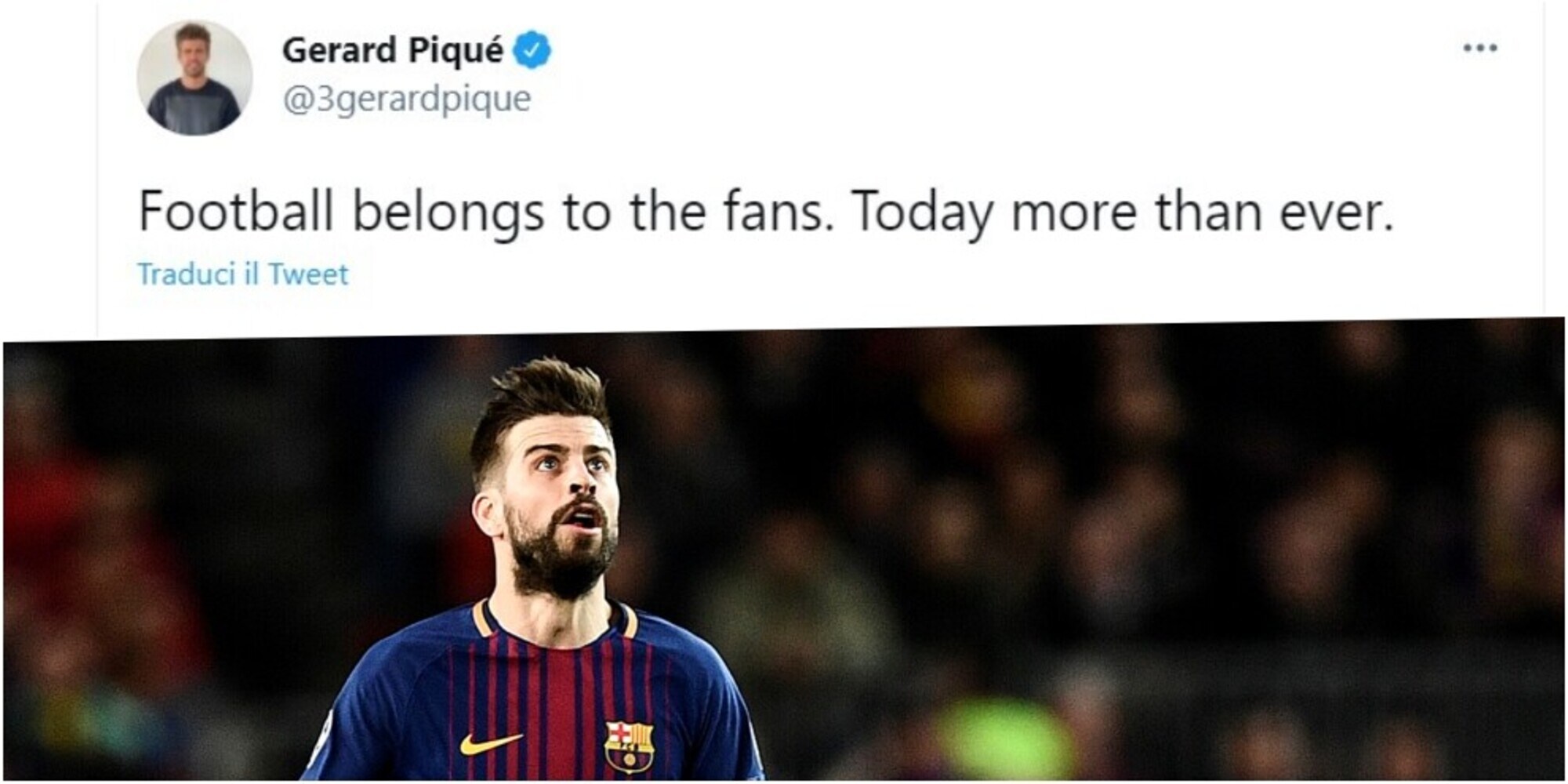 Barcellona, Piqué contro la Superlega: "Il calcio è dei tifosi"