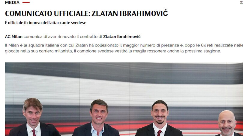 Ufficiale, Milan: Ibrahimovic rinnova fino al 2022