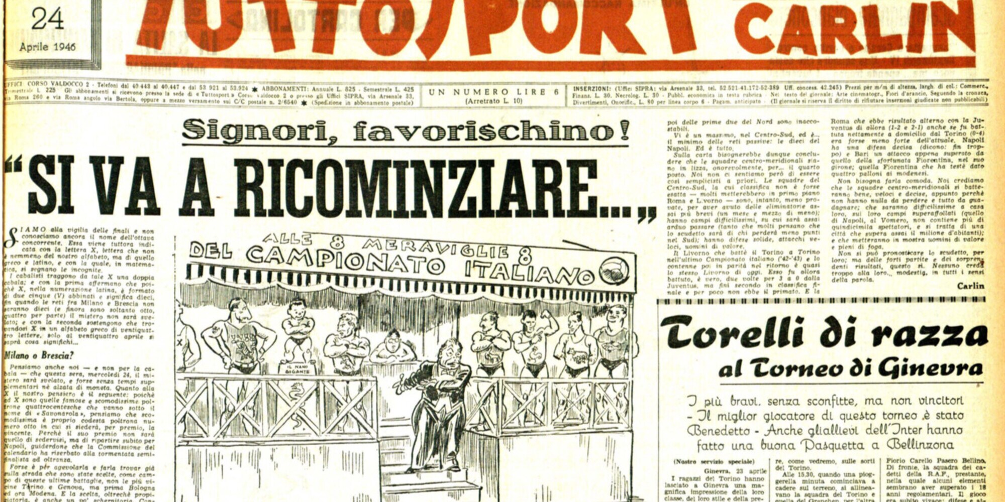Fasi finali della Serie A 1945/1946: sette qualificate ed una X