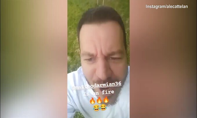 Cattelan pazzo di gioia per la vittoria dell'Inter