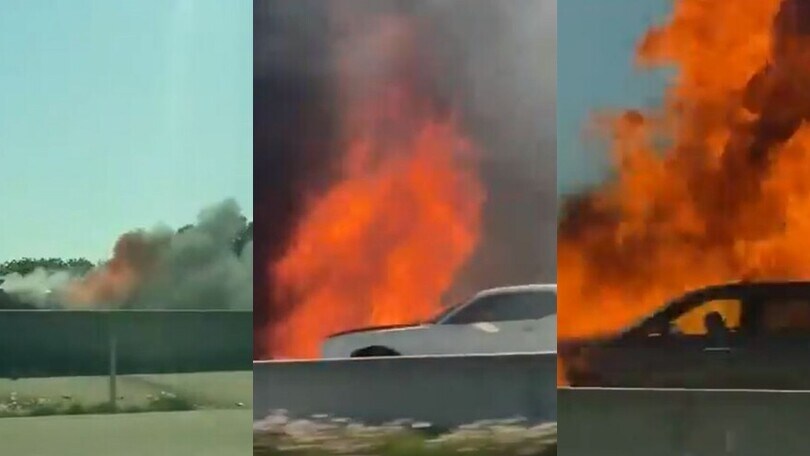 Auto esplode in autostrada: scena da film in Texas