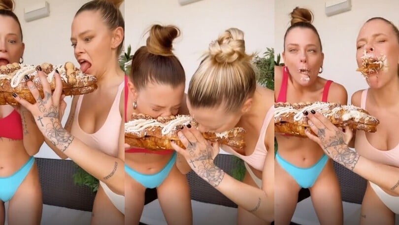 Giulia e Silvia Provvedi, fame da ciclo! Si sfogano sul cornettone...