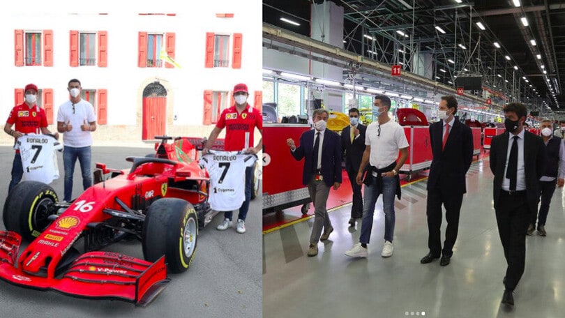 Ferrari, Ronaldo in visita a Maranello con Andrea Agnelli