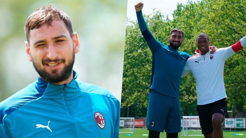 Milan, Donnarumma festeggia dopo il 3-0 alla Juve