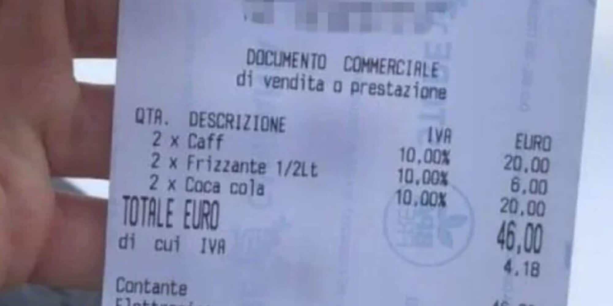 Positano, 10 euro per un caffè: lo scontrino diventa virale