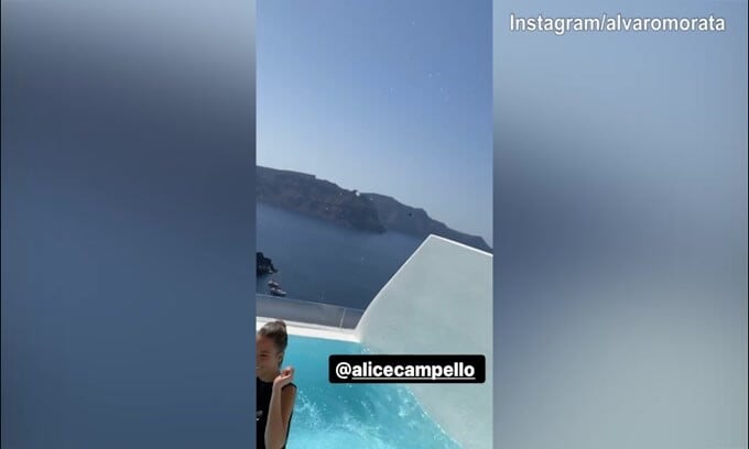 Morata in vena di scherzi, Alice finisce in acqua!