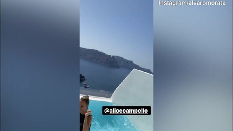 Morata in vena di scherzi, Alice finisce in acqua!