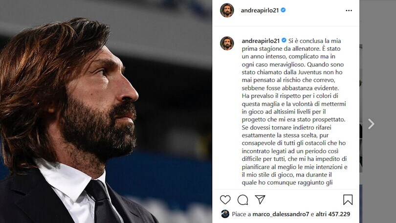 Il saluto di Pirlo: "Grazie Juve anche se non mi aspettavo questo finale"