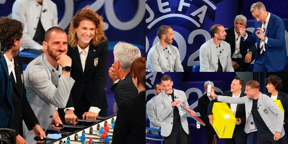 Italia in tv: Bonucci esulta a biliardino, Immobile-Belotti show