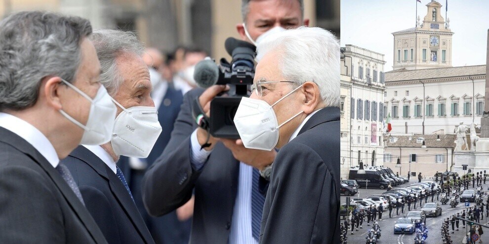 Mattarella e Draghi a piazza Venezia per la Festa della Repubblica