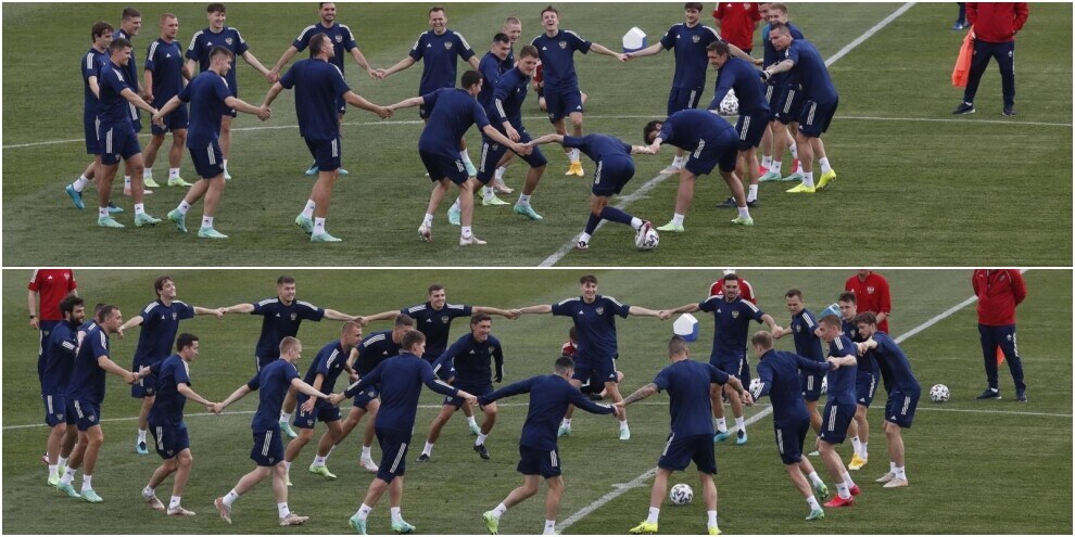 Euro 2020, Torello con girotondo: ecco l’allenamento della Russia