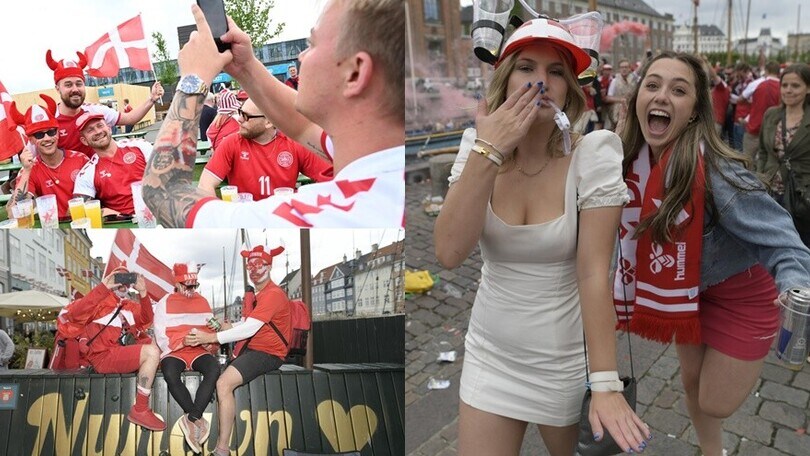 Danimarca, tifosi scatenati a Copenaghen per l'esordio ad Euro2020