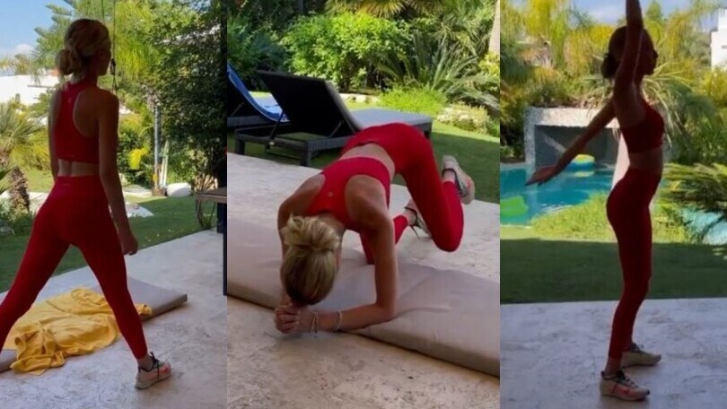 L'allenamento di lady Morata: tutina rossa e location da favola!