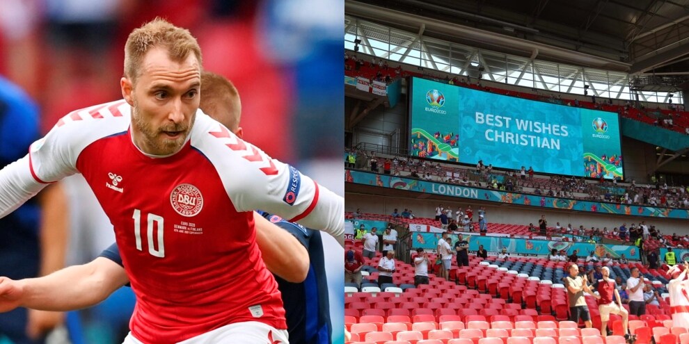 Eriksen, l'omaggio di Wembley a Euro 2020