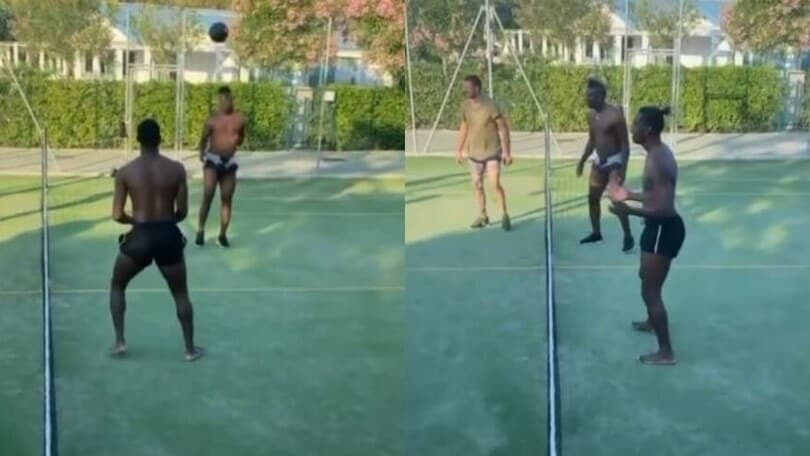 Balo e Enock, la sfida a calcio tennis