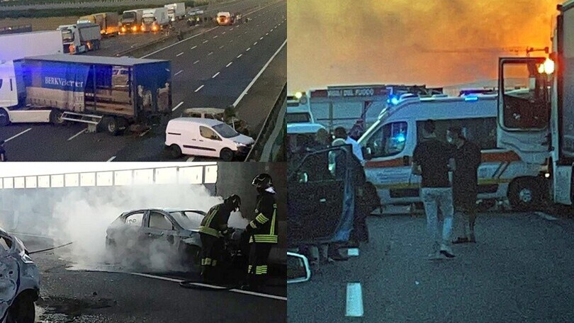 Caos in A1: assalto a un portavalori, automobili in fiamme