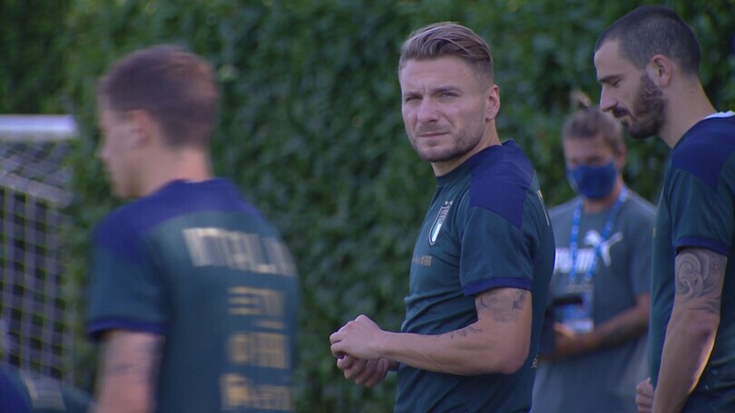 Gli azzurri in campo prima del trasferimento a Roma