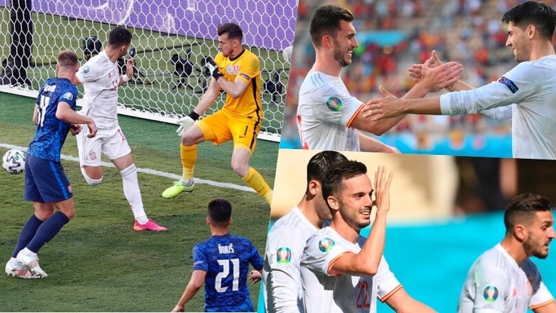 Euro 2020, spettacolo Spagna: tacchi e "manita" alla Slovacchia