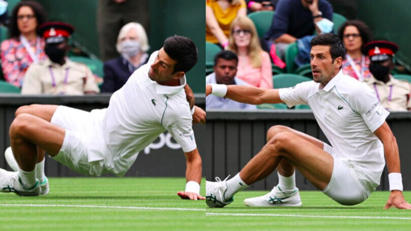 Djokovic, brutta caduta al debutto a Wimbledon