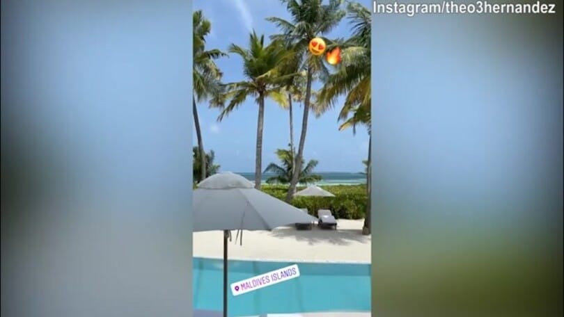 Theo Hernandez vacanza da sogno allle Maldive